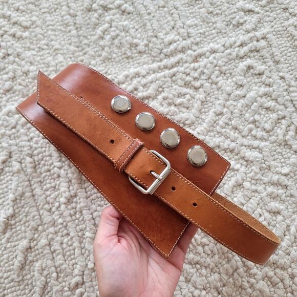 Other Accessories - Assymetrical Statement Belt Brown Leather Sz M